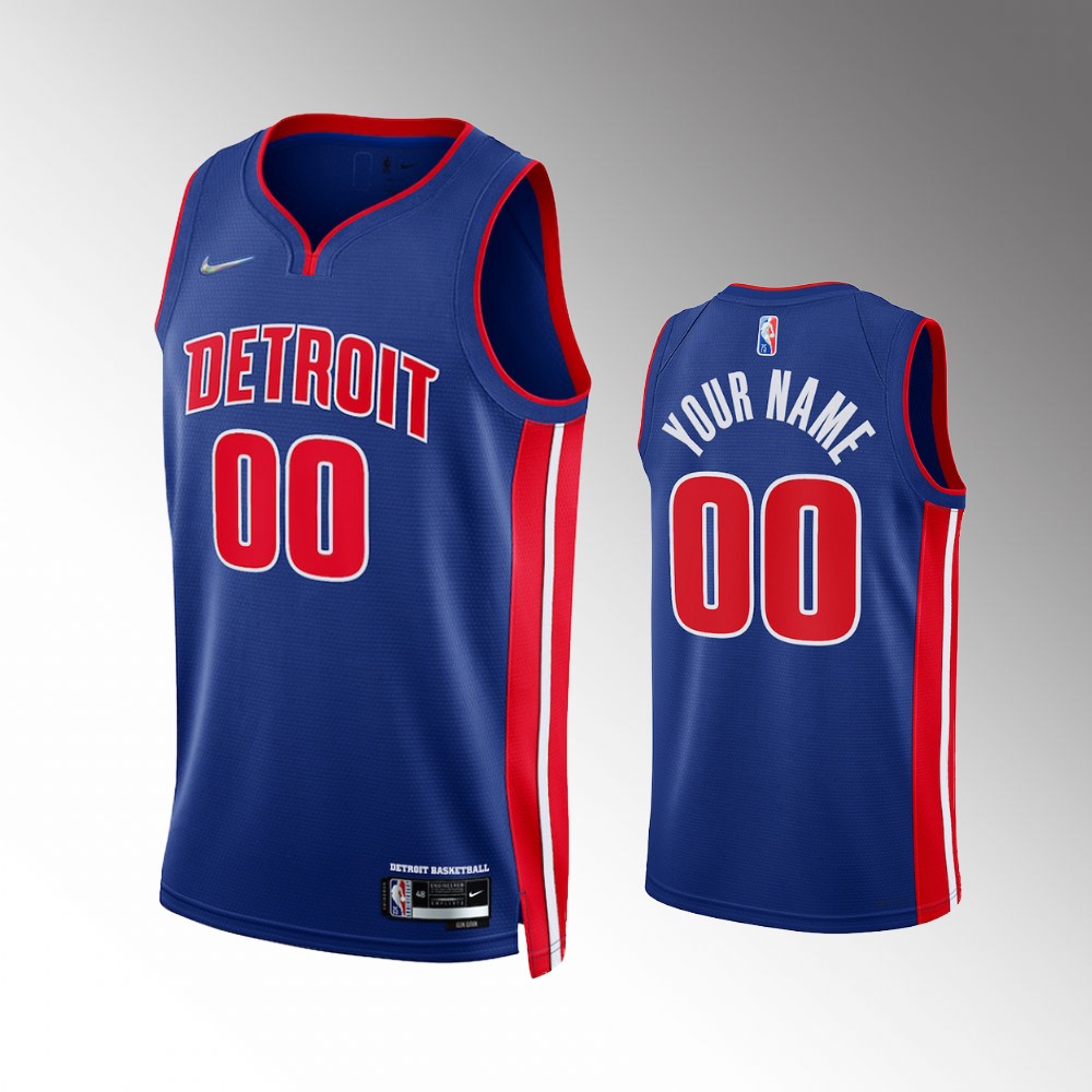 Detroit Pistons #00 Custom Blue 2022 Icon Edition Diamond Jersey – Www ...
